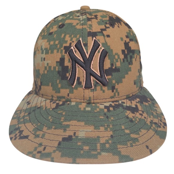 New York Yankees Hat Tan Size 7 Digi Camo New Era 59Fifty Fitted‎ USMC - Picture 2 of 9